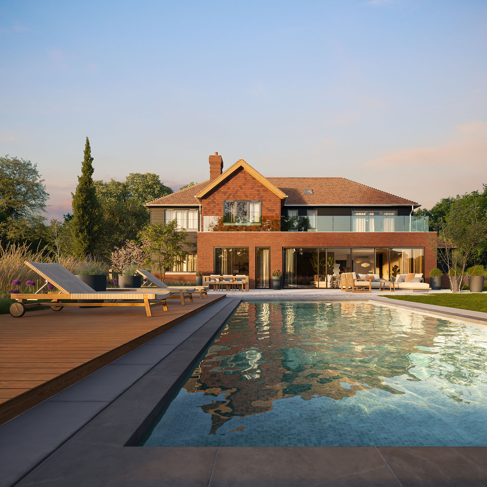 Pool and terrace from the deck